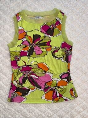 Y2K Kay Celine Lime Floral Sleeveless Top